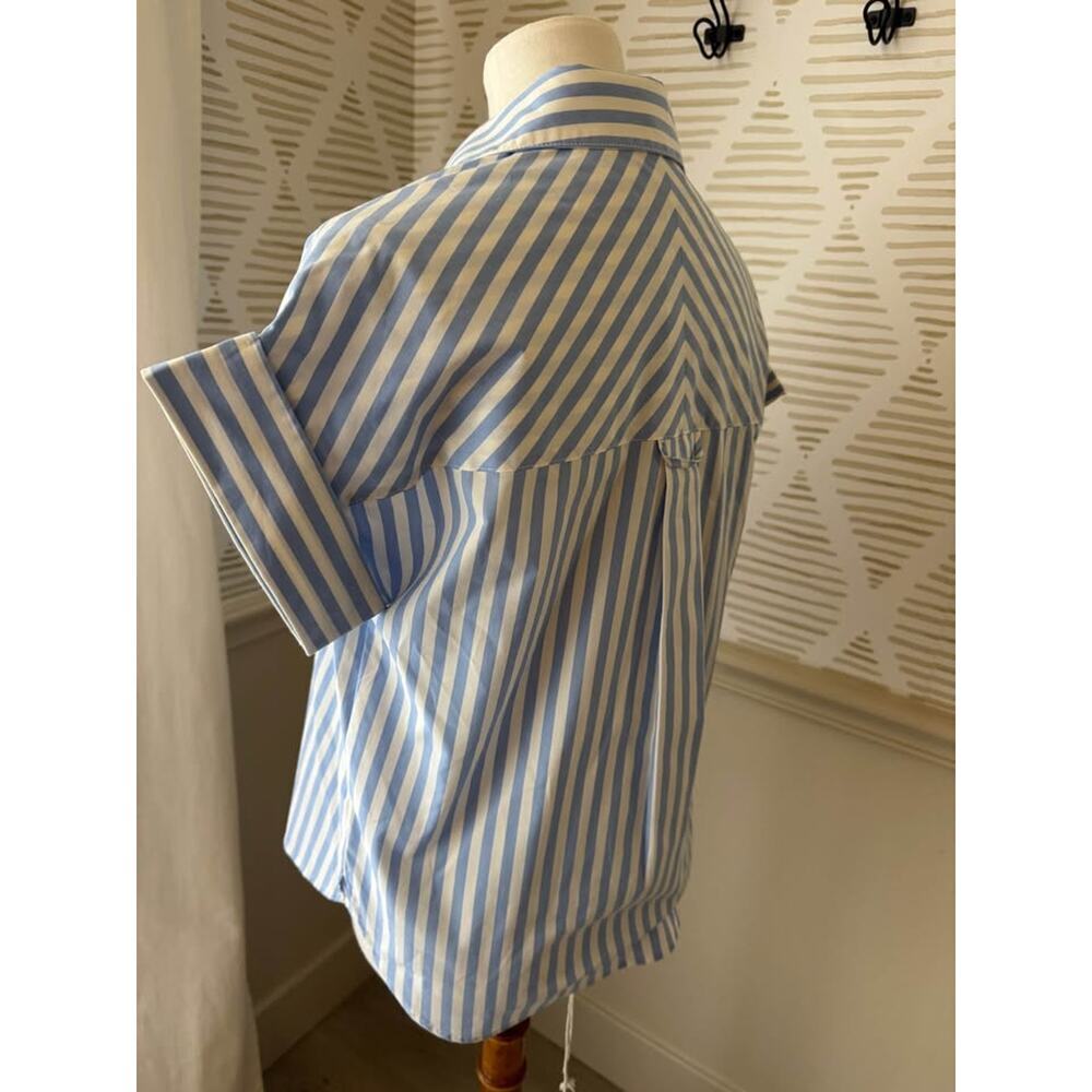 Casa Cabana Women’s XS Blue & White Stripe Short Sleeve Button Up Shirt - Picture 5 of 8